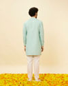 Aqua Green Angrakha Kurta Set image number 3